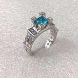 Aqua Princess CZ Baguette Shoulder Ring