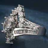 Marquise CZ Chevron Crown Band Ring