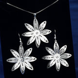 Lotus Flower Pendant Necklace and Earrings Set