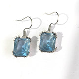 Ruby-Red Emerald-Cut CZ Hook Earrings