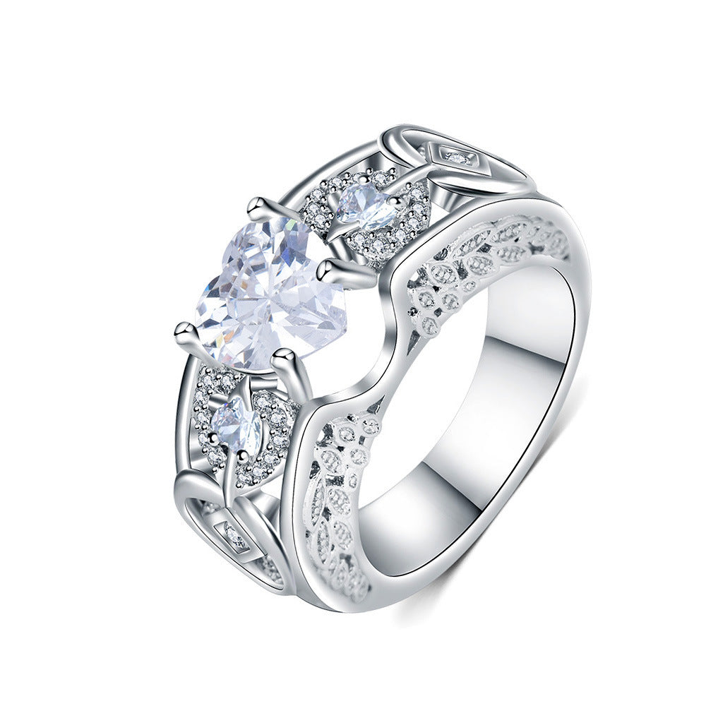 Heart CZ Filigree Pavé Wide Band Ring