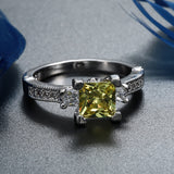 Yellow Princess CZ Three-Stone Pavé Ring