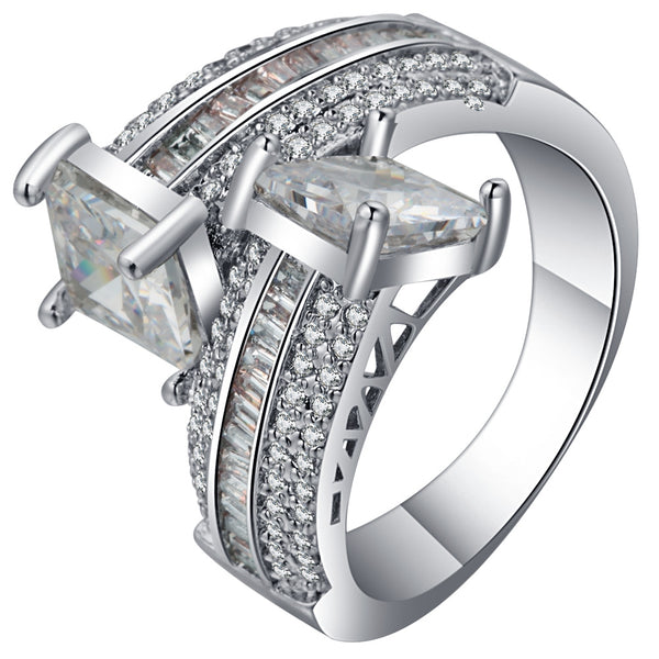 Princess and Marquise CZ Multi-Row Ring