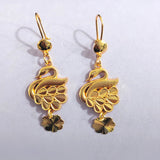 Flower Medallion Fan Charm Drop Earrings
