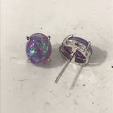 Purple Opal-Look Oval Prong Stud Earrings