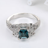 Teal Princess CZ Vintage Pavé Ring