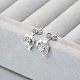 Open Heart Pavé CZ Solitaire Stud Earrings