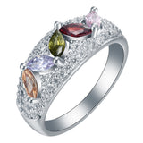 Multicolor Marquise CZ Pave Dome Ring