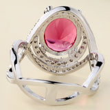 Ruby-Red Round CZ Swirl Pavé Ring