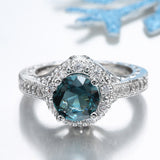Teal Round CZ Filigree Halo Ring
