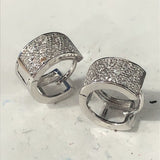 Wide Pavé CZ Huggie Hoop Earrings