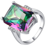 Rainbow Mystic Emerald-Cut CZ Jewelry Set
