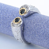 Black CZ Bezel Open Cuff Ring