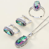 Rainbow Mystic Oval CZ Jewelry Set