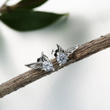 Angel Wing Round CZ Stud Earrings