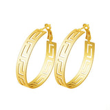 Greek Key Cutout Gold-Tone Hoop Earrings