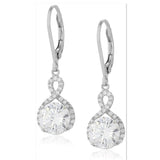 Clear CZ Infinity Halo Drop Earrings