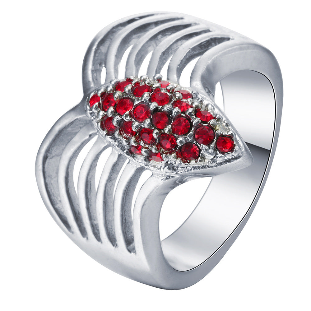 Ruby-Red CZ Marquise Cluster Cage Ring