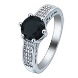 Black Round CZ Solitaire Pave Ring