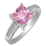 Pink Princess-Cut CZ Channel Band Ring
