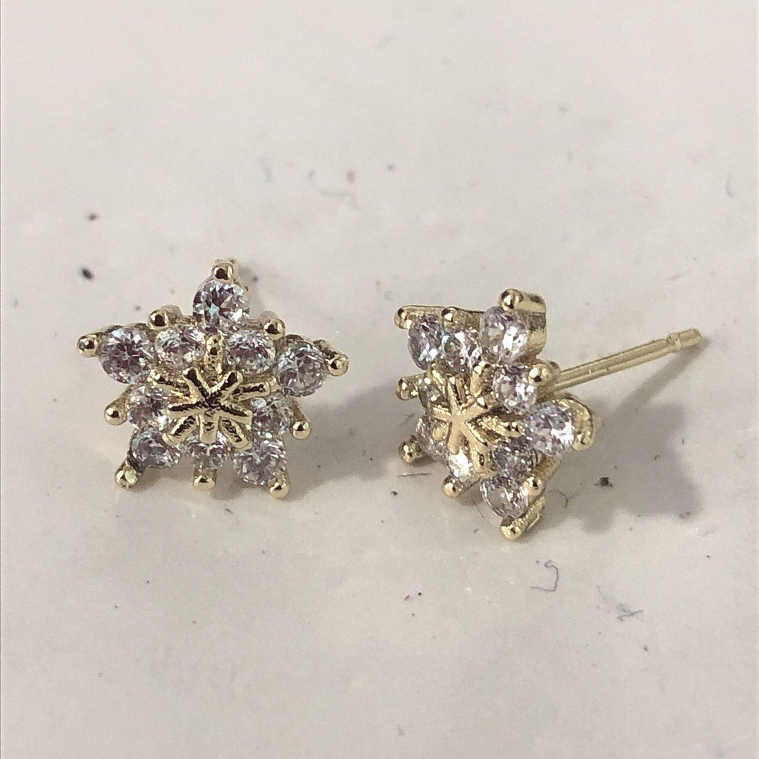 Clear CZ Snowflake Stud Earrings