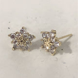 Clear CZ Snowflake Stud Earrings