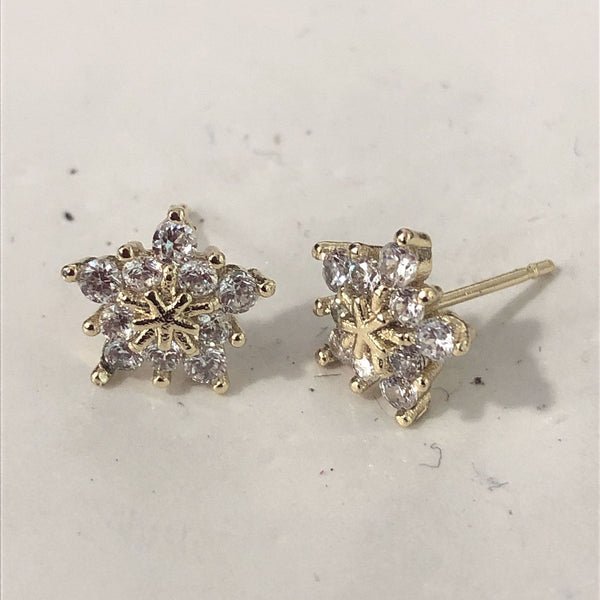 Clear CZ Snowflake Stud Earrings