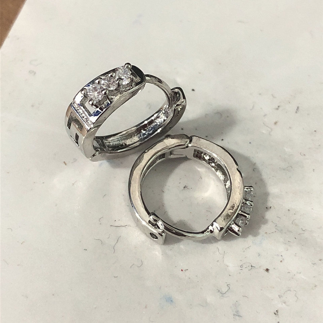Princess CZ Channel Huggie Hoop Earrings