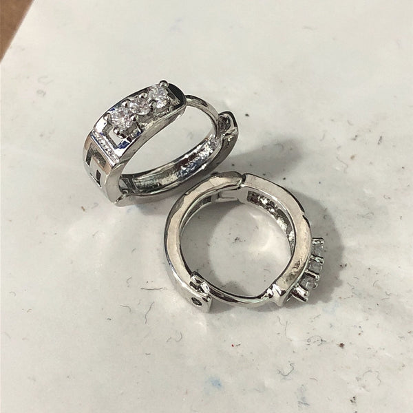 Princess CZ Channel Huggie Hoop Earrings