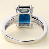 Sapphire-Blue Emerald-Cut CZ Pave Shank Ring