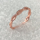 Twisted Rope Pavé Dainty Gold Ring