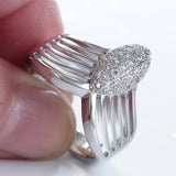 Pavé CZ Marquise Top Ribbed Band Ring