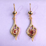 Red CZ Wreath Circle Drop Earrings