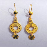Flower Medallion Fan Charm Drop Earrings