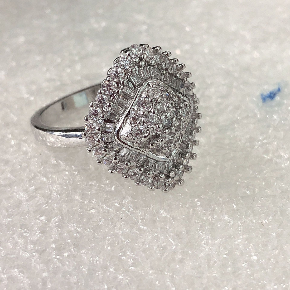 Pavé CZ Pear Cluster Halo Ring