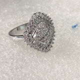 Pavé CZ Pear Cluster Halo Ring