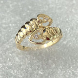 Gold Double Heart Openwork Ring