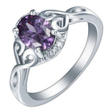 Purple Oval CZ Scroll Filigree Ring