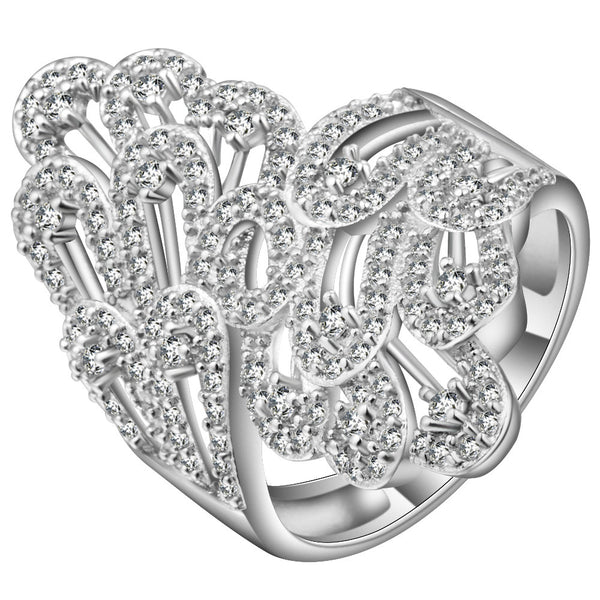 Pavé CZ Openwork Swirl Wide Ring