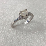 Opal-Look Heart Solitaire Thin Band Ring