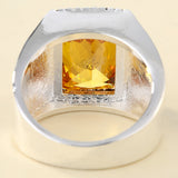 Yellow Square CZ Greek Key Signet Ring