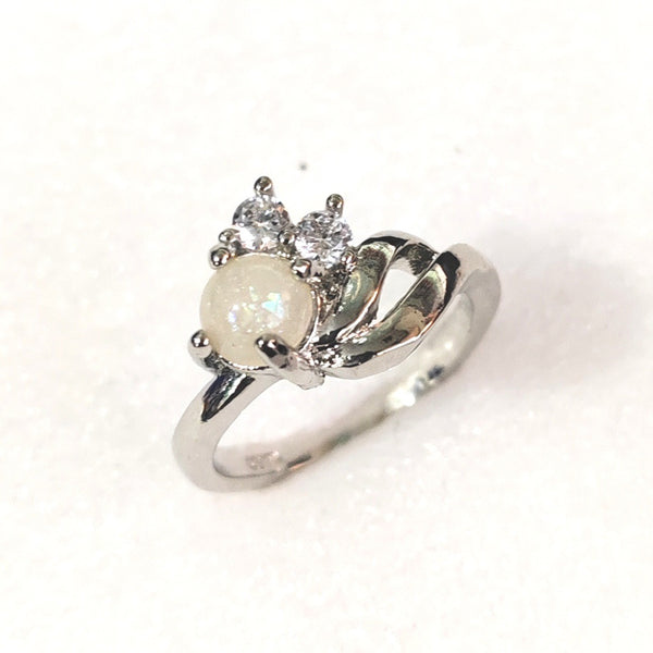 Opal-Look Round CZ Wing Accent Ring