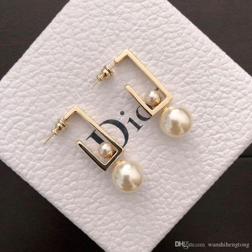 Square Open Hoop Pearl-Look Drop Earrings