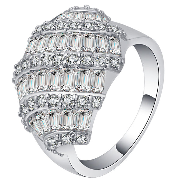 Baguette CZ Tiered Dome Statement Ring
