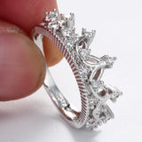 Silver CZ Princess Crown Band Ring