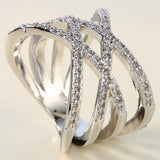 Crisscross CZ Pave Wide Band Ring