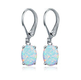Opal-Look Oval Leverback Drop Earrings