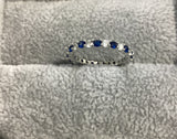 Sapphire-Blue and Clear CZ Eternity Band