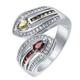 Yellow-Red Marquise CZ Snake Wrap Ring