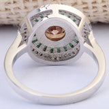 Champagne CZ Emerald-Green Baguette Halo Ring